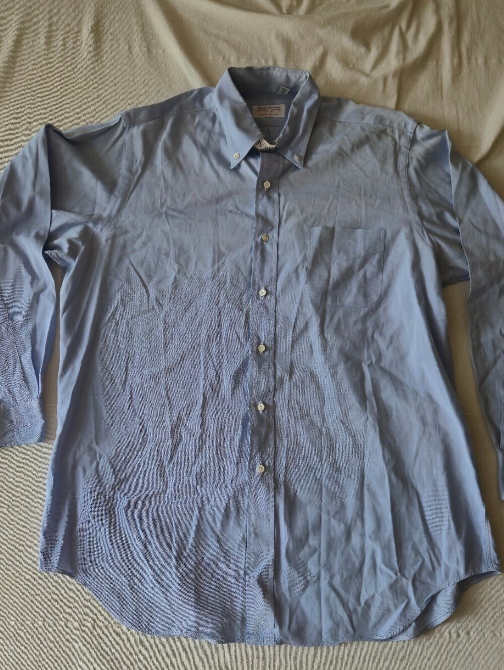 Vintage Neiman Marcus Finest Pinpoint Oxford Light Blue Dress Shirt 16-34 USA